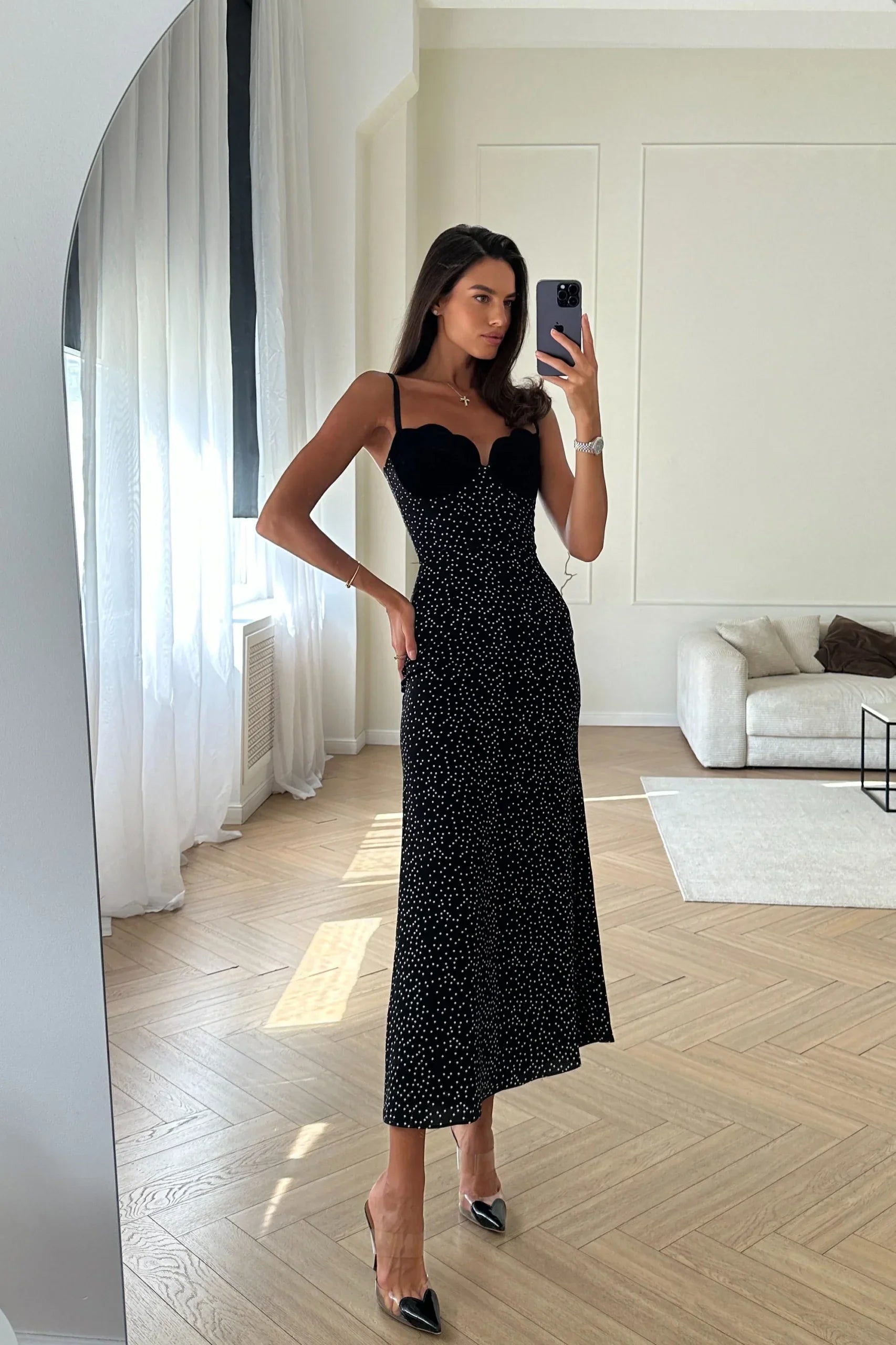 Bianca Velvet Dress | Zwart